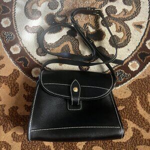DOONEY & BOURKE Black Leather Flap Crossbody Bag With Red Interior
